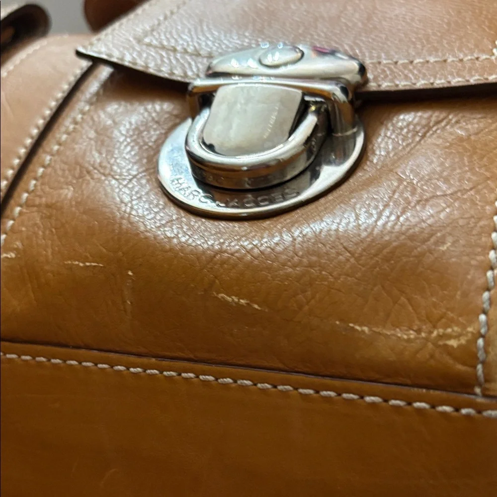 Marc Jacobs Camel color Leather Satchel with Silver Accents - Picture 6 of 12